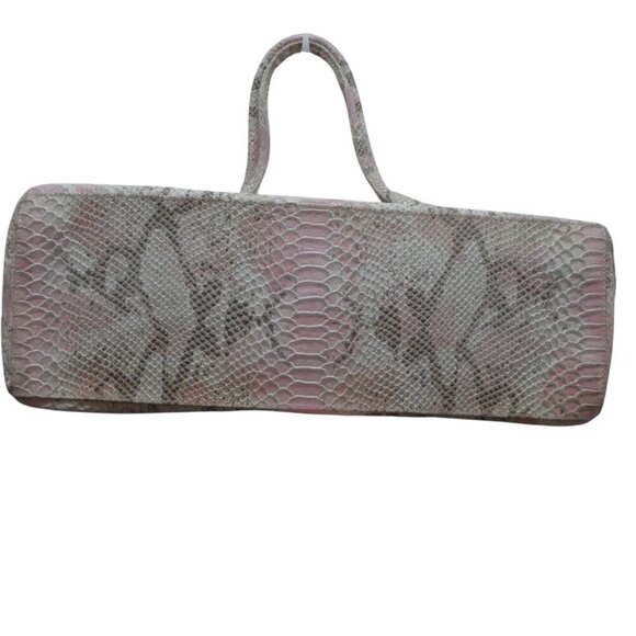 Helen Welsh Pink Snakeskin Embossed Leather Tote Purse Shoulder Bag - Picture 4 of 6